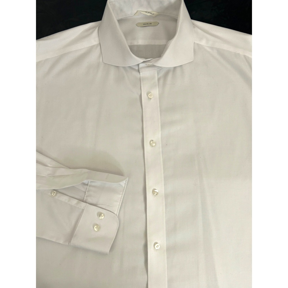 SuitSupply Traveller Cotton Size 18L Mens White Cutaway Collar Dress Shirt